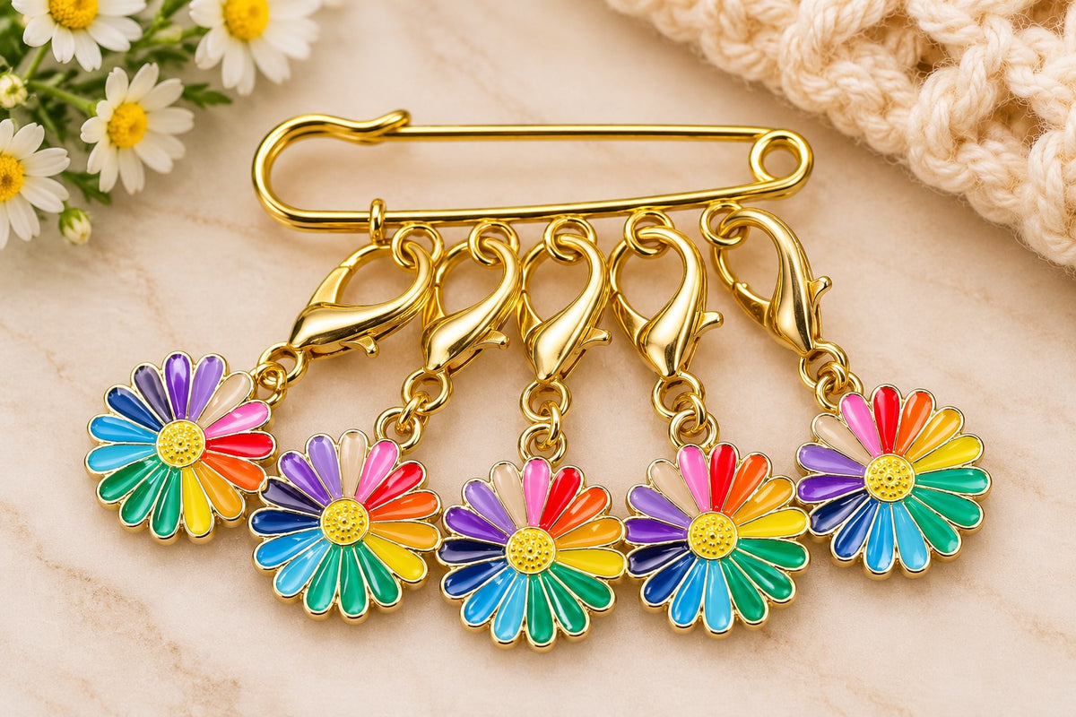 Handmade Stitch Marker Set - Flowers