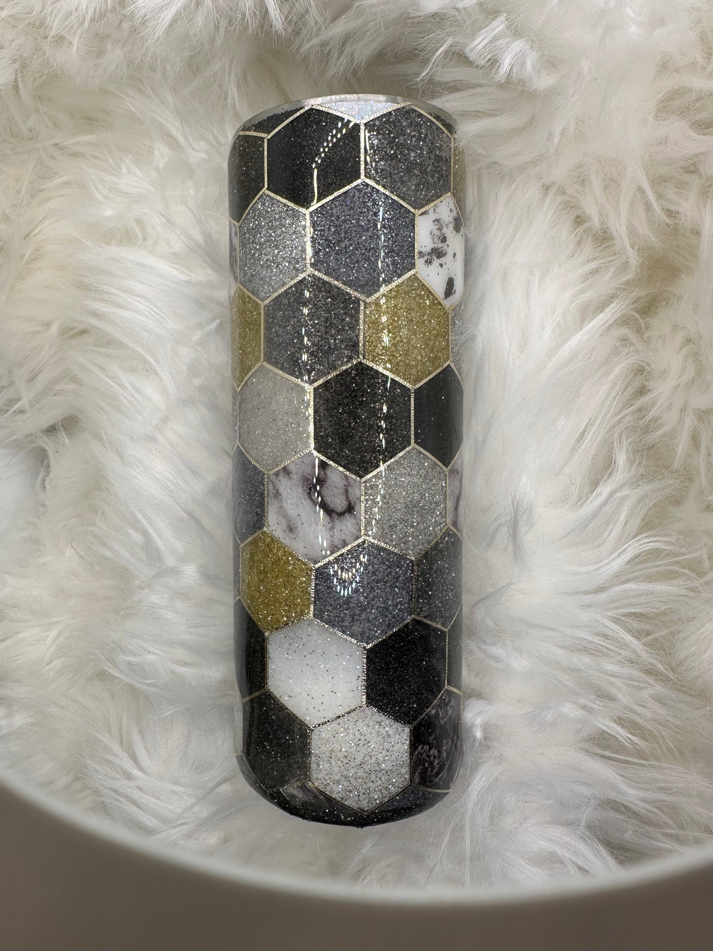 Honeycomb with Black, Silvers, and Gold