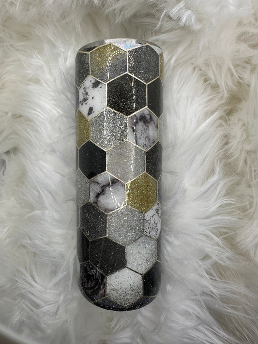 Honeycomb with Black, Silvers, and Gold