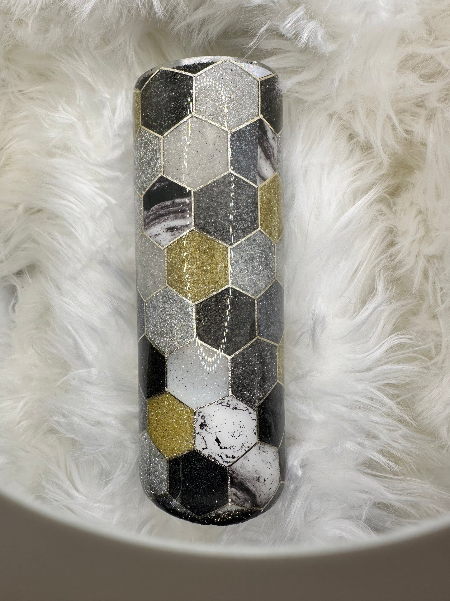 Honeycomb with Black, Silvers, and Gold