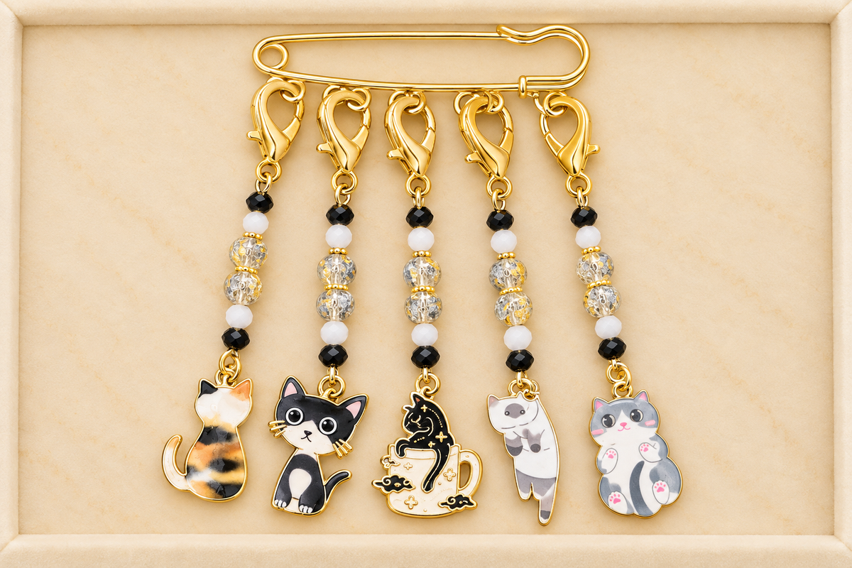 Handmade Stitch Marker Set - Cats