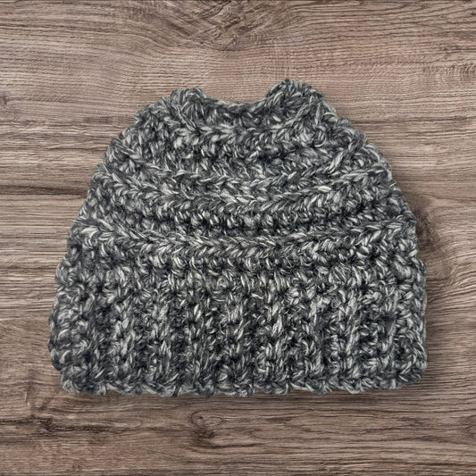 Messy Bun Beanie - Charcoal