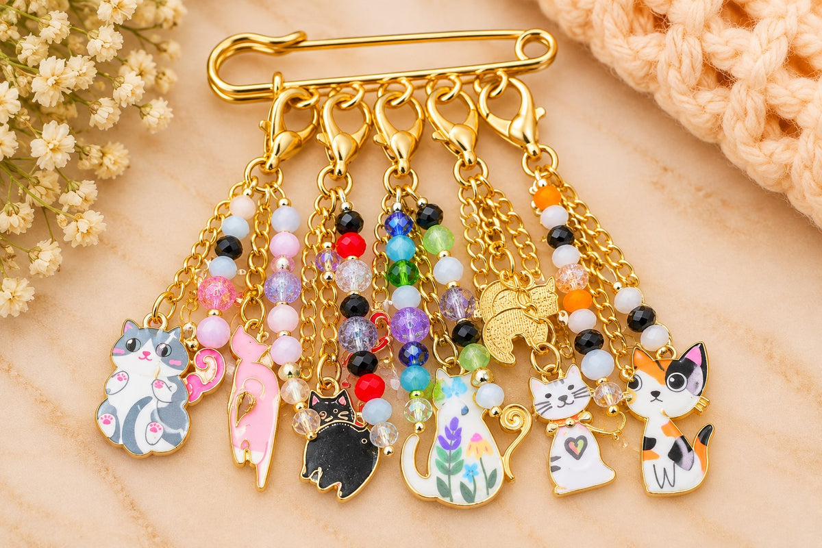 Handmade Stitch Marker Set - Cats