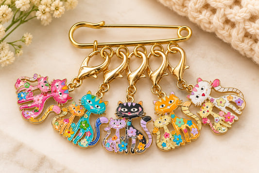 Handmade Stitch Marker Set - Cats