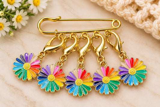 Handmade Stitch Marker Set - Flowers