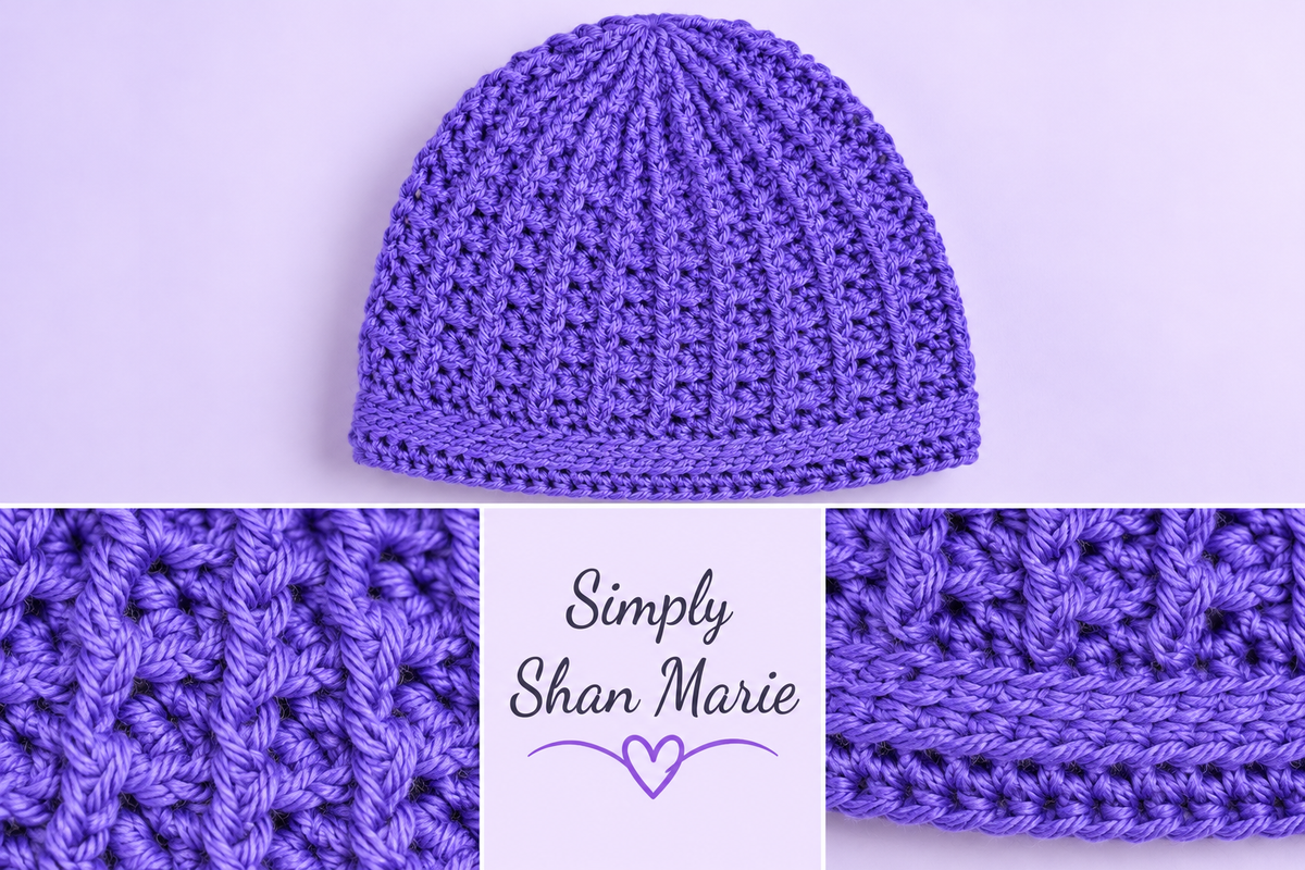 Waffle Stitch Beanie - Purple